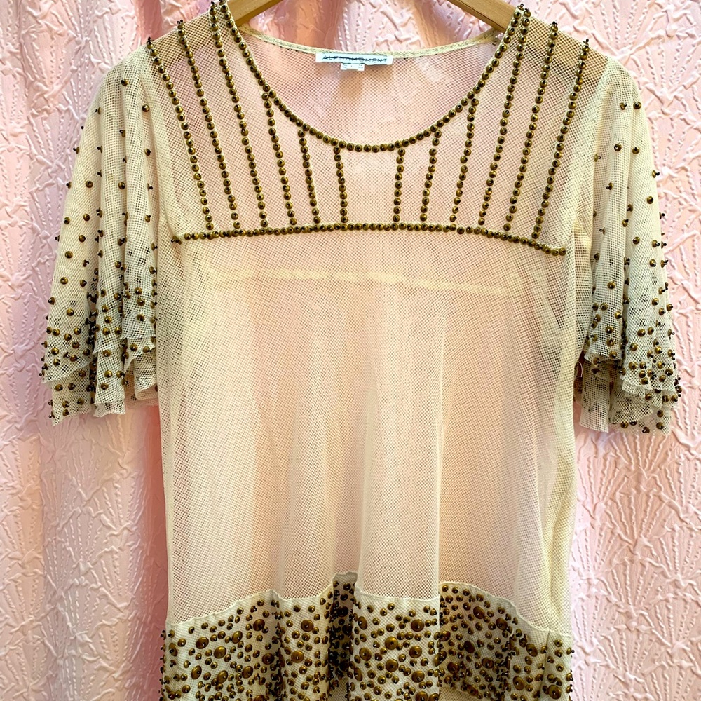 Anthropologie Alpha Moment Beaded Bohemian Blouse